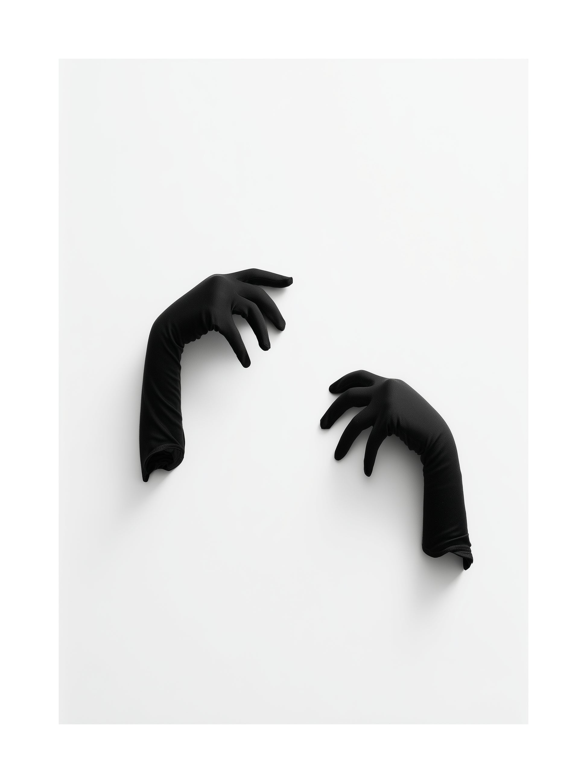 Minimalist poster of black gloves on a white background