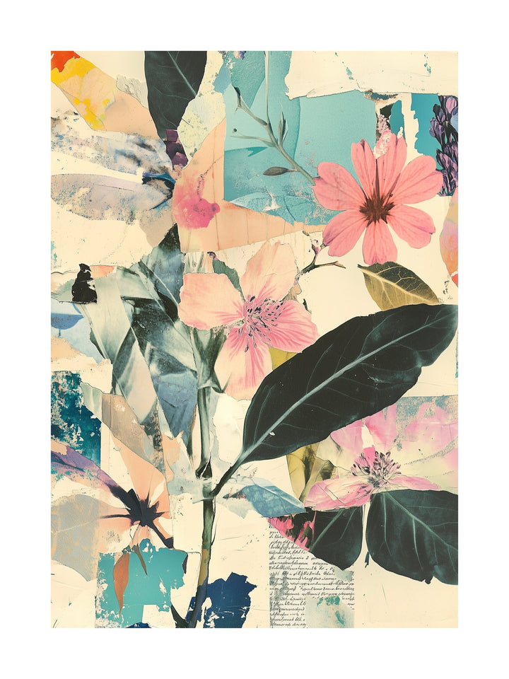 vintage bloom collage decorative wall art - modern poster for home or office