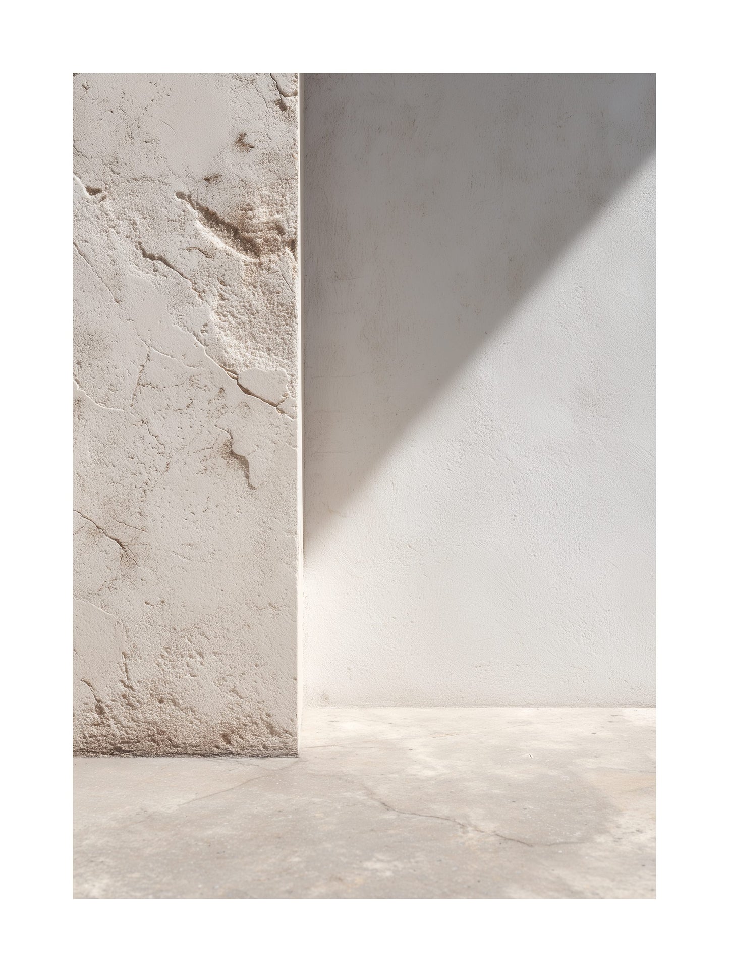 Minimal architectural poster with textured plaster wall