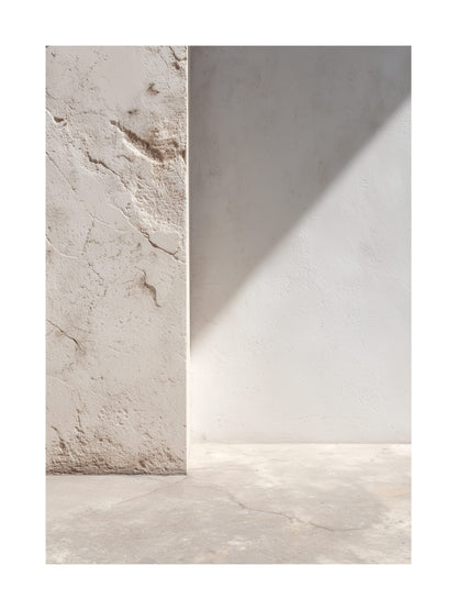 Minimal architectural poster with textured plaster wall