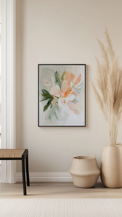 Peach Bloom Abstract Floral Poster