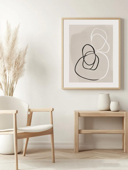 Neutral Abstract Line Art Poster