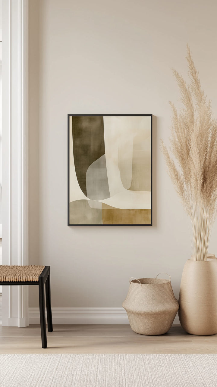Subtle Geometric Abstract in Olive Poster