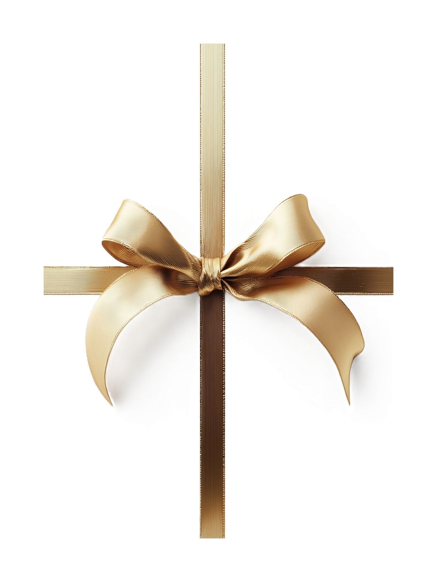 Minimalist gold ribbon bow on white background Christmas poster