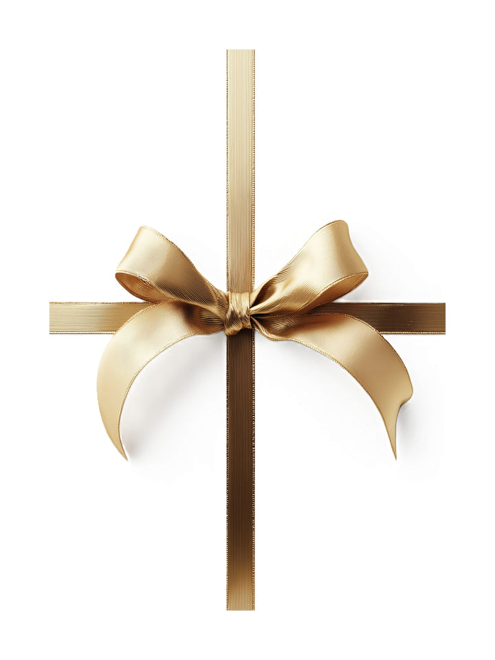 Minimalist gold ribbon bow on white background Christmas poster