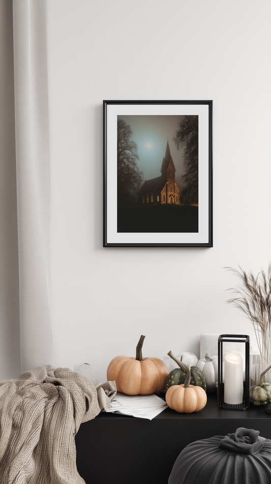 Moonlit Haunted Church Poster