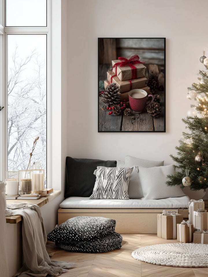 Cozy Christmas Table Scene Poster