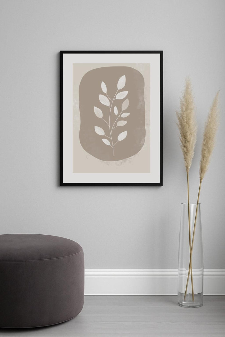 Rustic Leaf Motif on Beige Background Poster