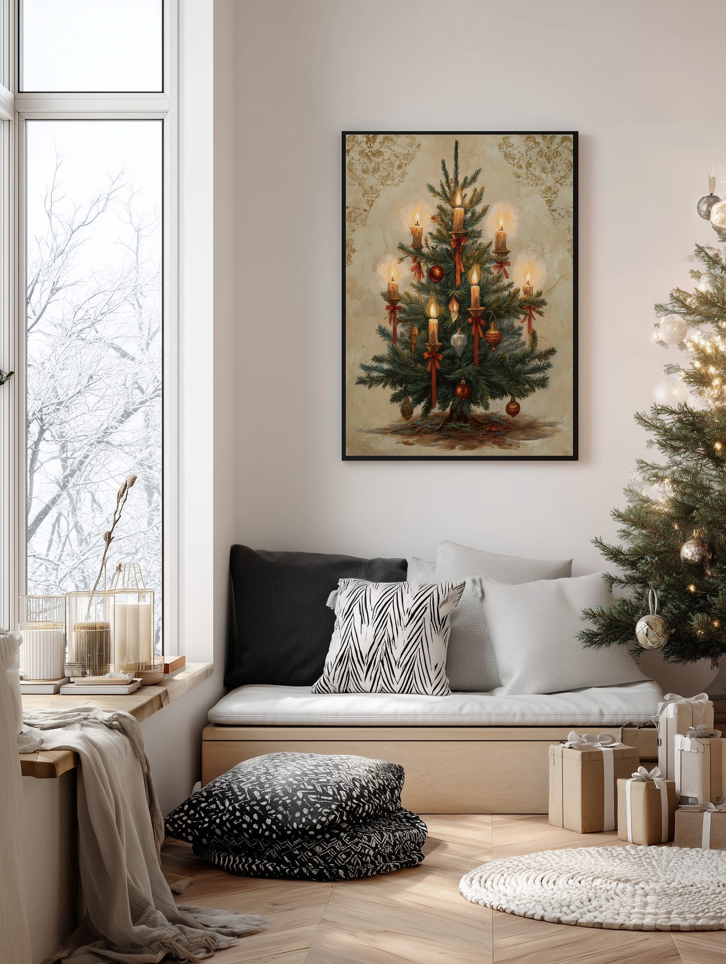 Vintage Christmas Tree Candles Poster