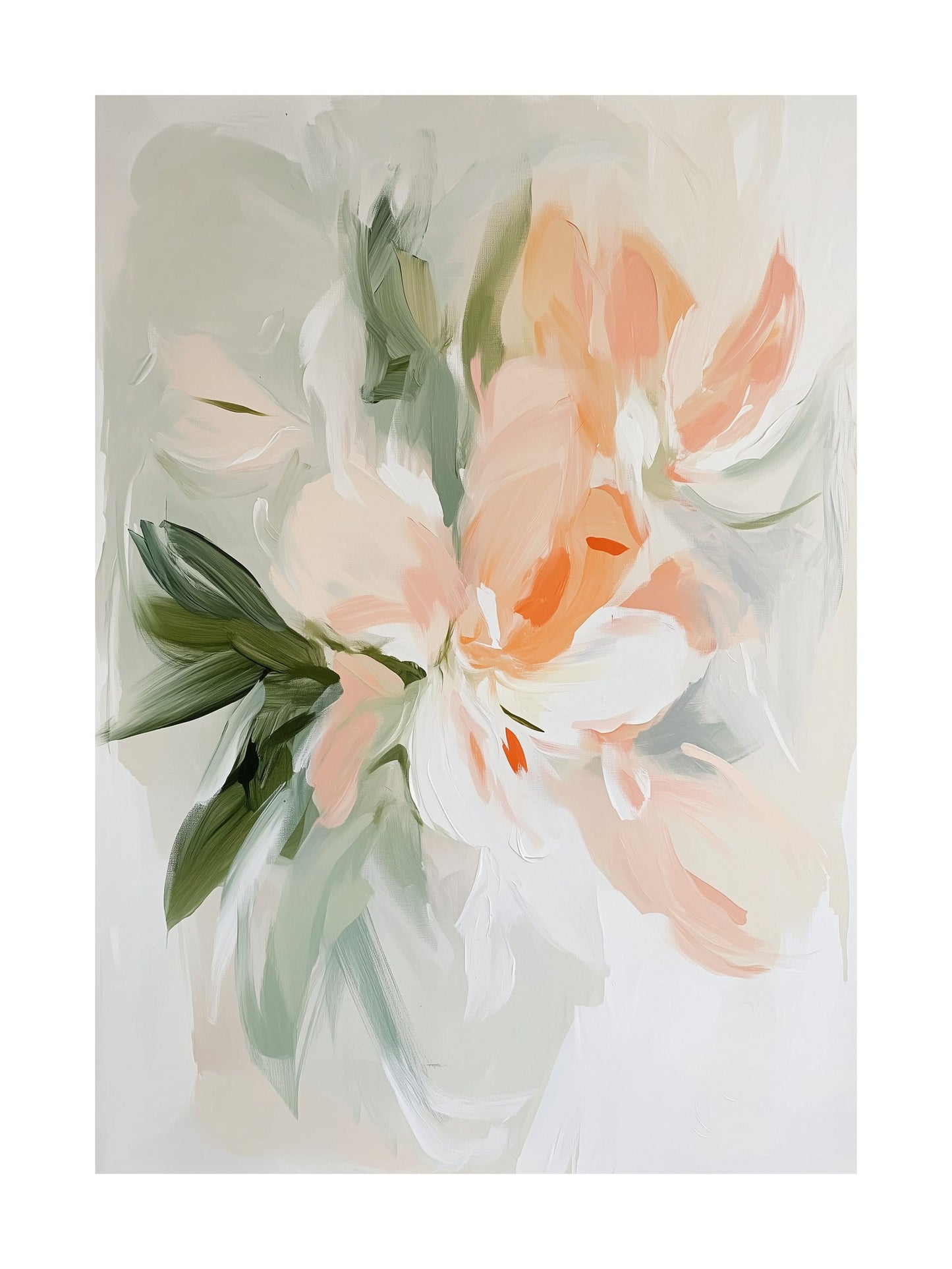 Abstract floral brush painting in soft pastel tones