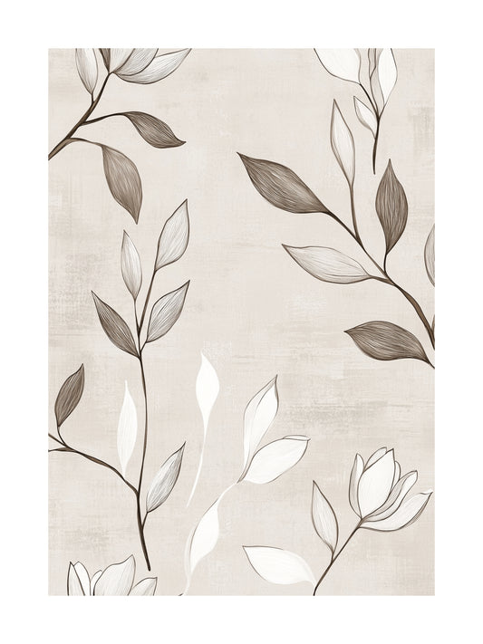 Botanical ink line poster on neutral background – elegant natural wall art