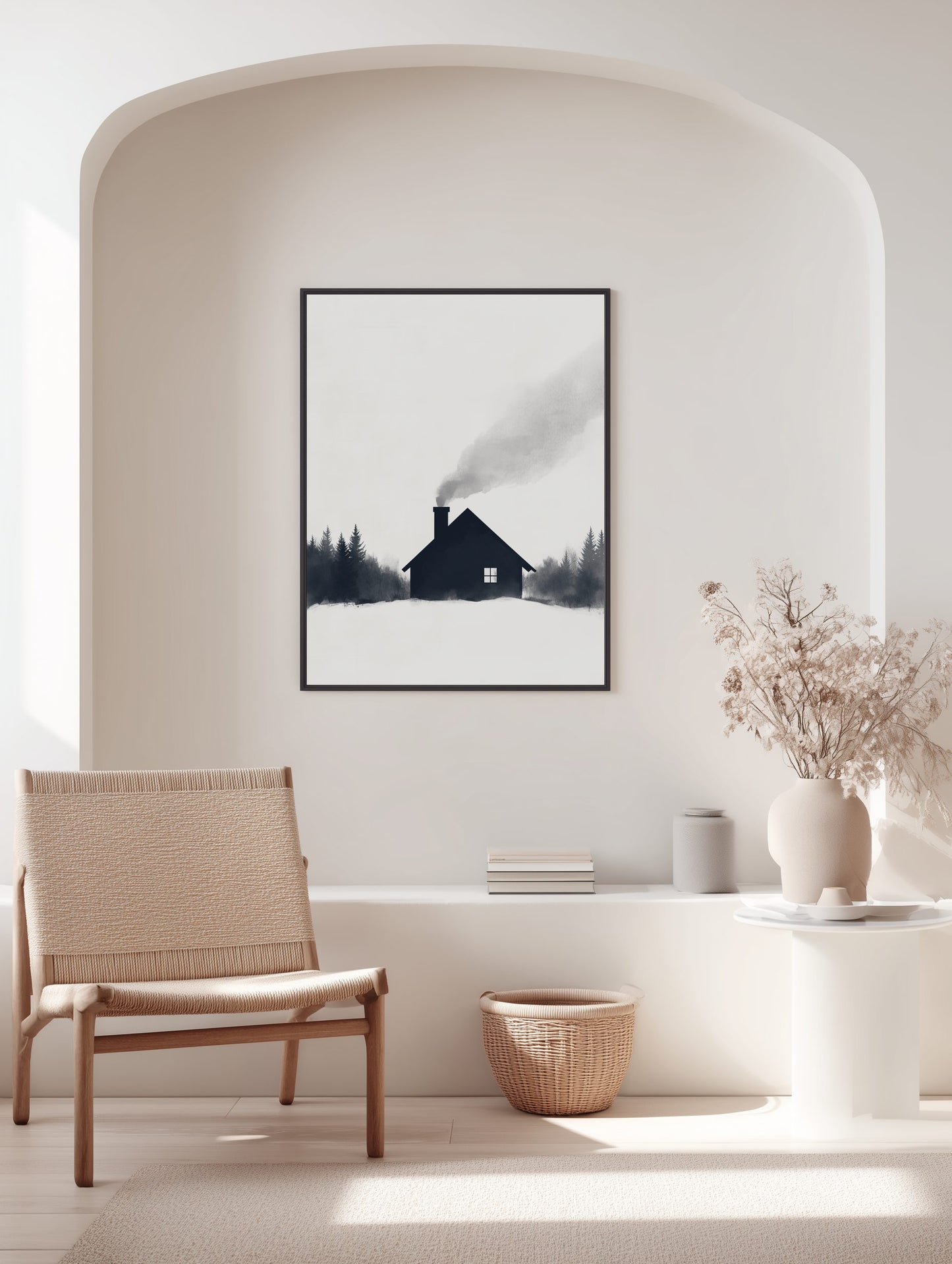 Nordic Cabin Silhouette Poster
