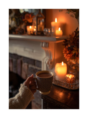Cozy Fireplace Evening Poster