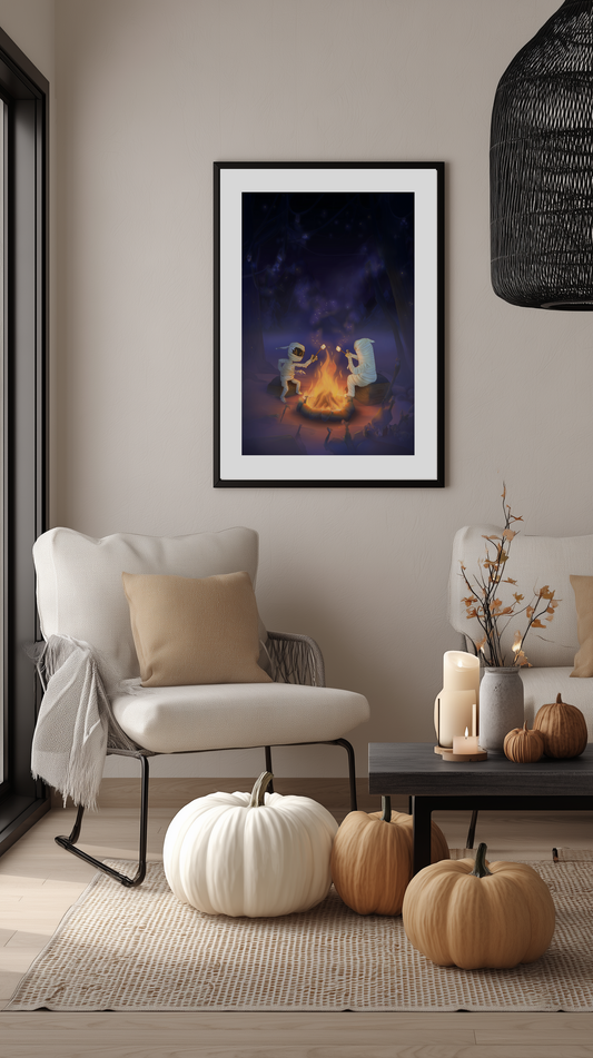 Campfire Mummy Marshmallow Poster