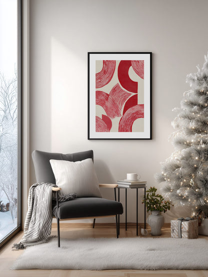 Red Abstract Holiday Lines Poster
