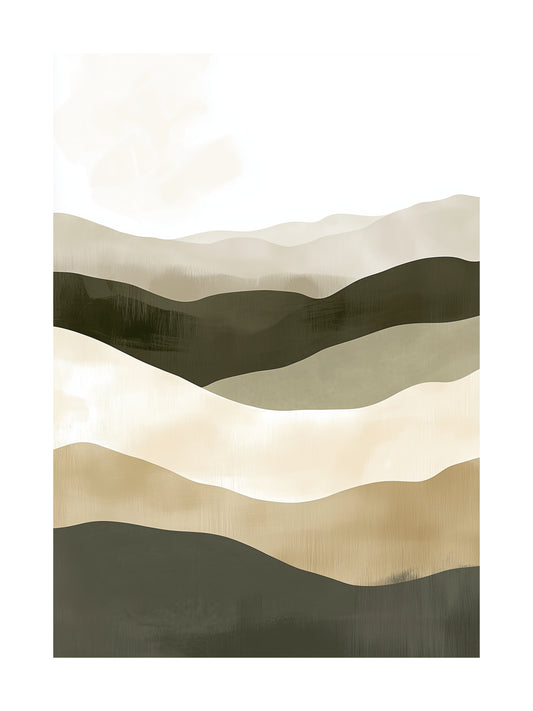 Abstract desert landscape poster in soft earthy tones – perfect for tranquil wall decor