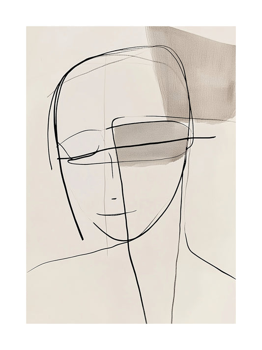 Minimal line drawing of a resting woman, ideal for serene and artistic wall poster decor.
