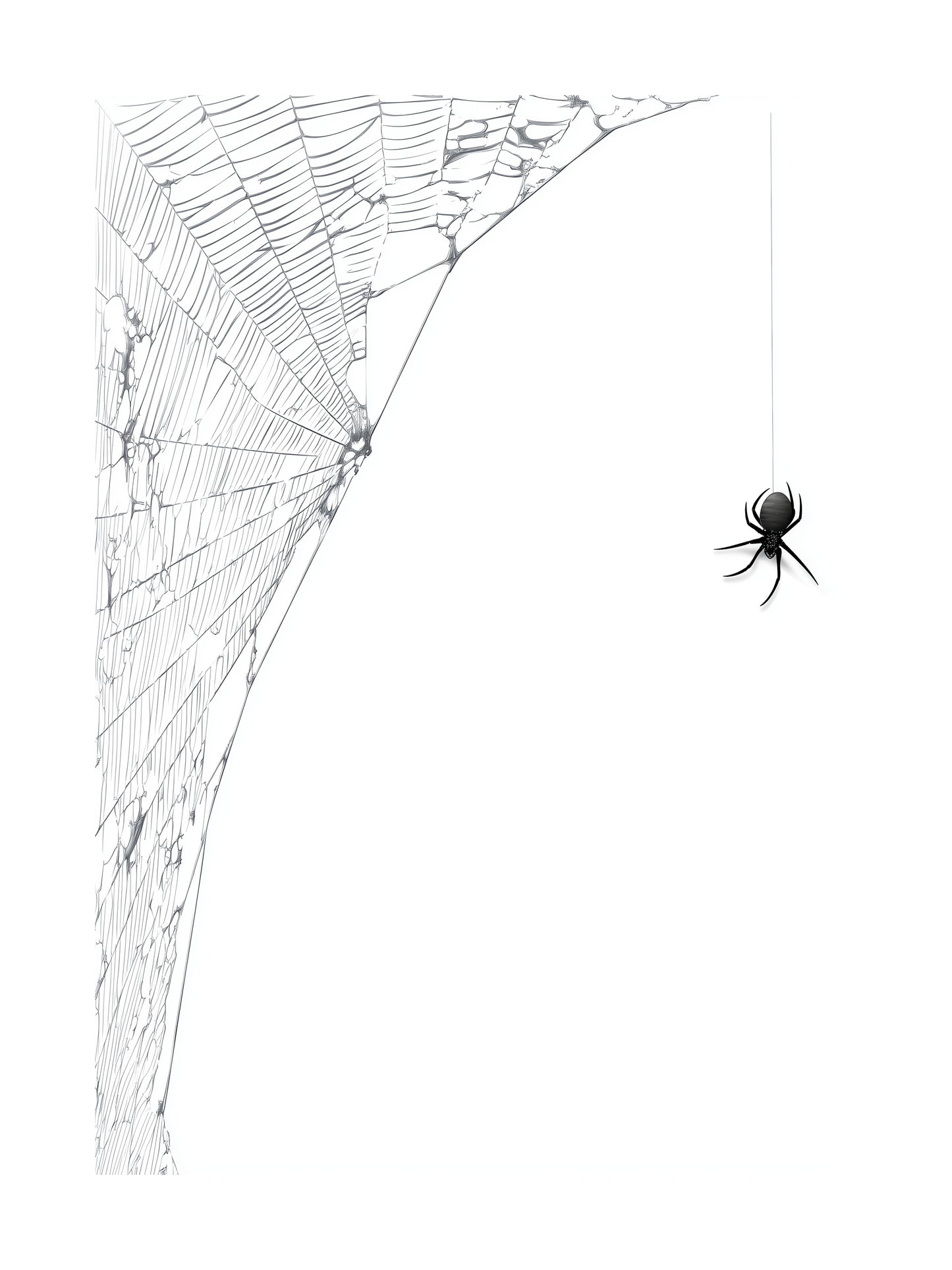 Minimalist Halloween poster of spider hanging from web