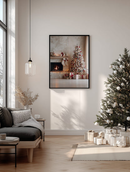 Cozy Christmas Living Room Poster