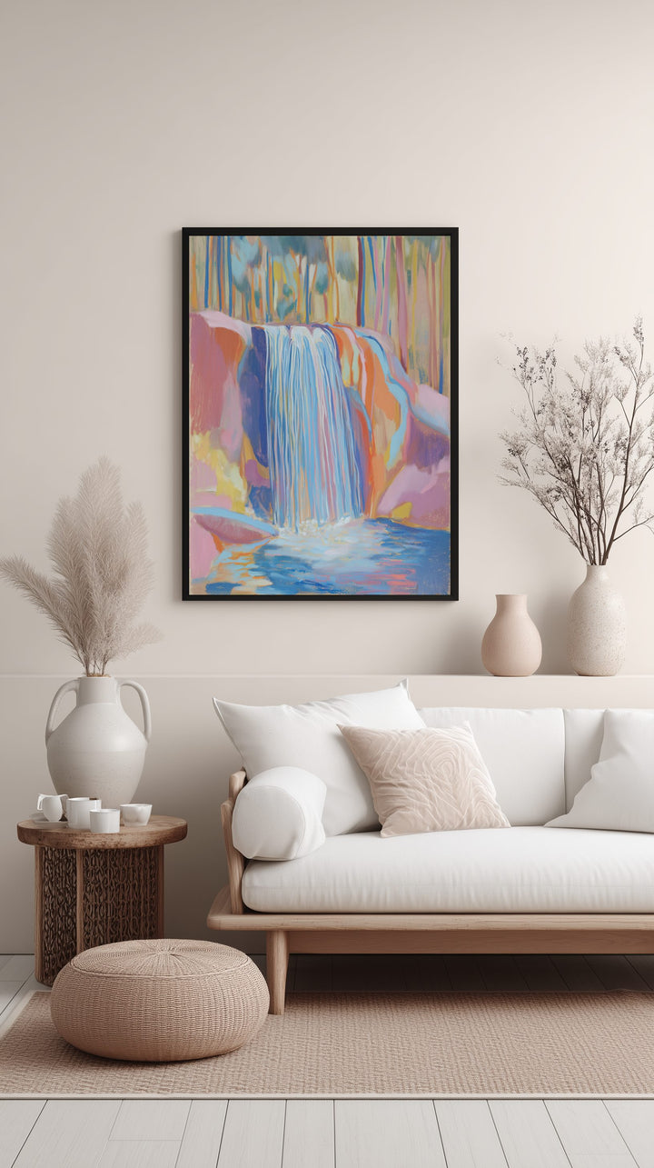 Pastel Forest Waterfall Poster