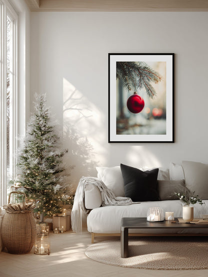 Red Christmas Ornament Poster