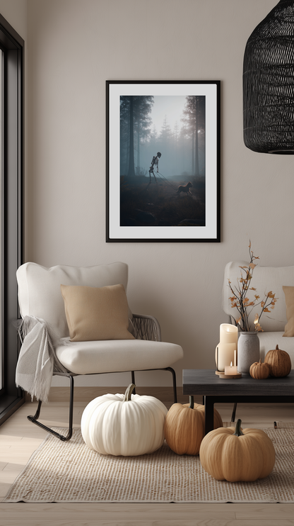 Skeleton Walking Dog Poster