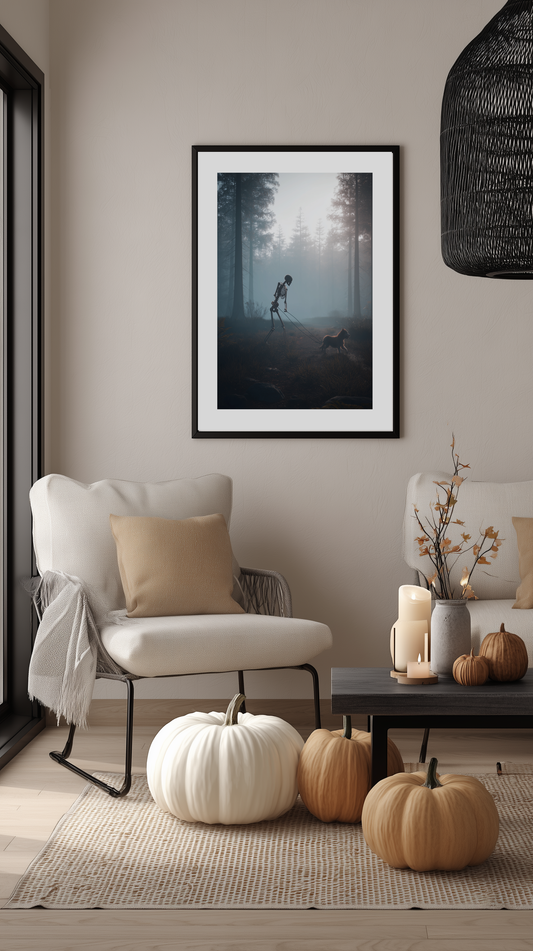 Skeleton Walking Dog Poster