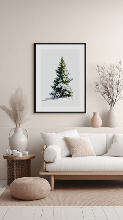 Snowy Pine Tree Poster