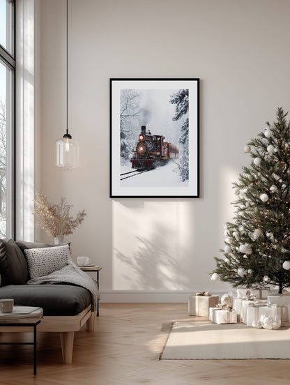 Christmas Train Through the Snow Poster