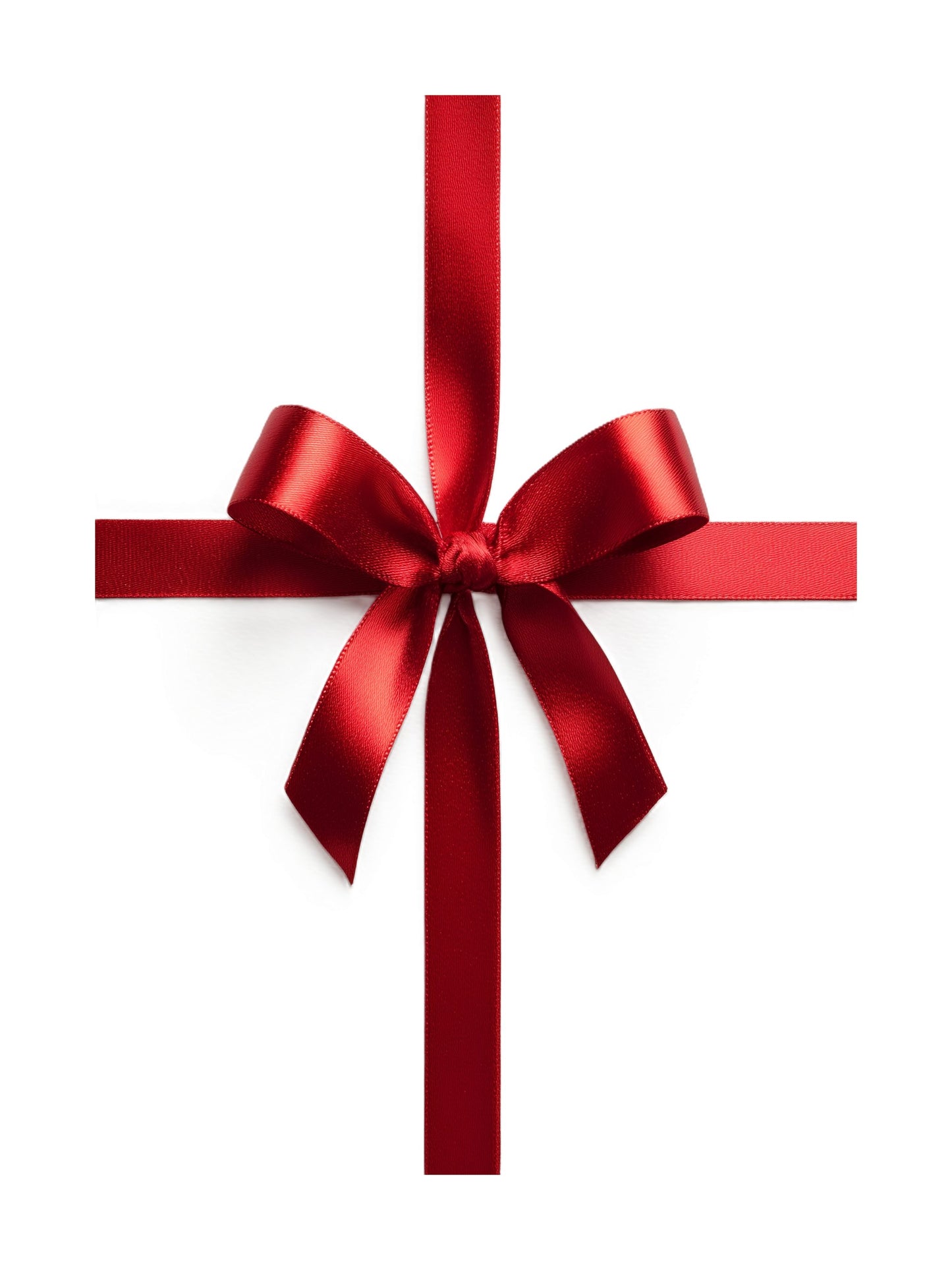 Minimalist red satin ribbon bow on white background Christmas poster