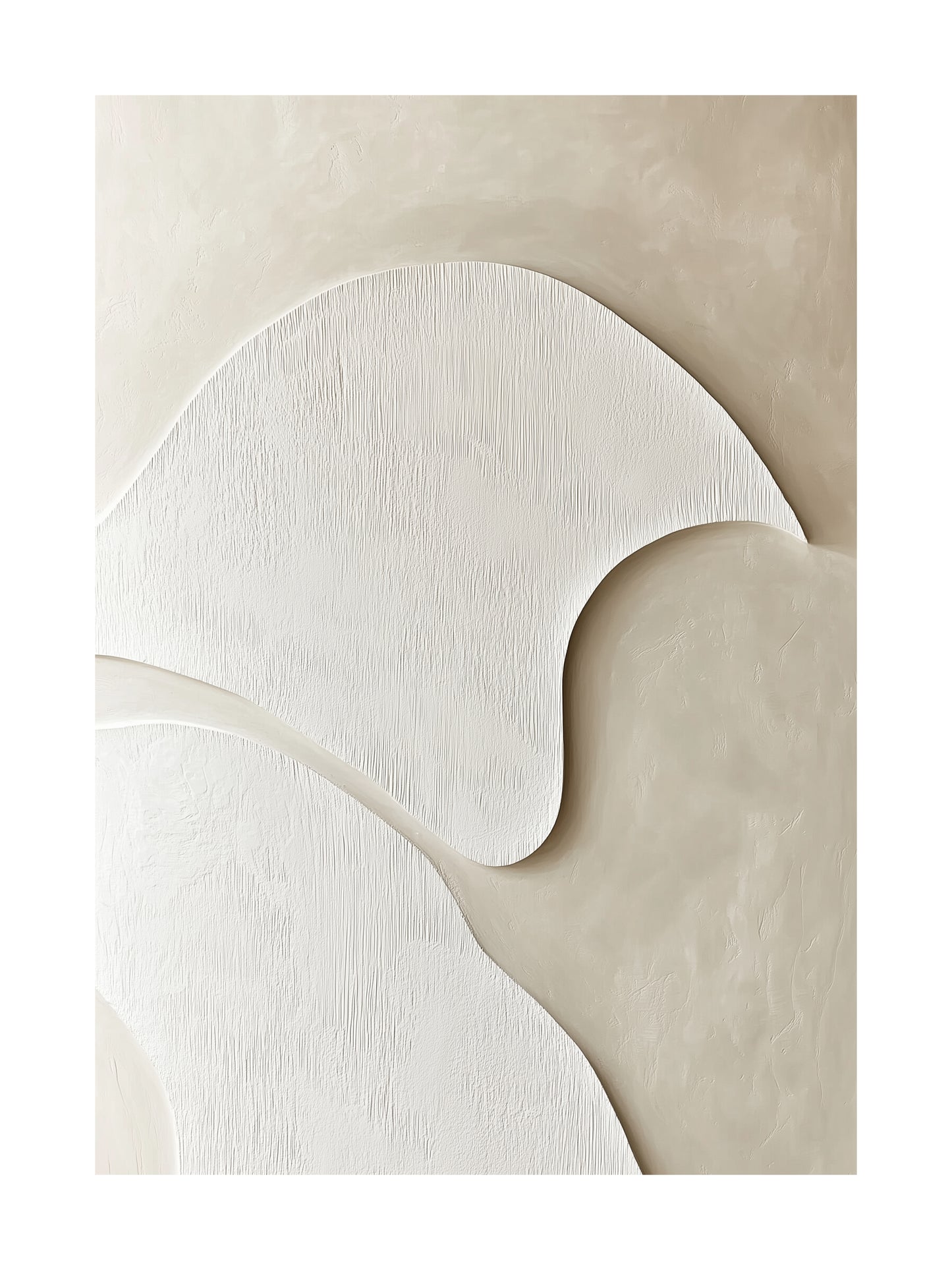 curved white forms decorative wall art - modern poster for home or office