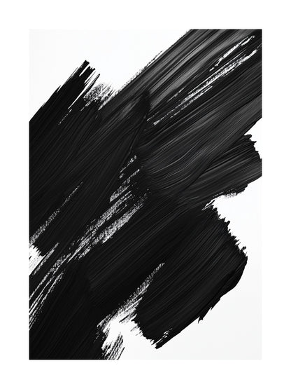 Bold abstract black brush strokes on a white background