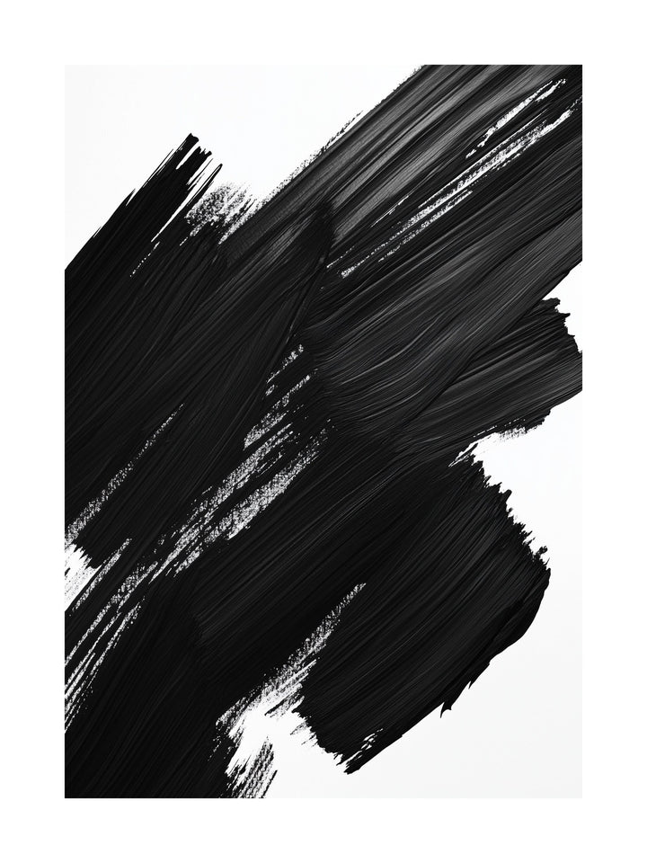 Bold abstract black brush strokes on a white background