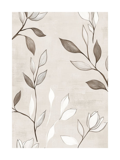 Botanical ink line poster on neutral background - elegant natural wall art