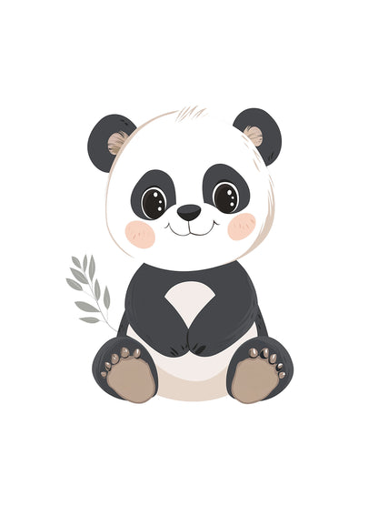 cute panda kids wall art - playful poster for nursery or children's room