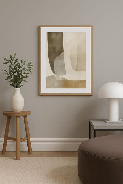 Subtle Geometric Abstract in Olive Poster
