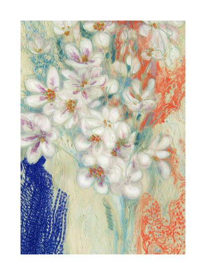 Elegant white blossoms on pastel textured background