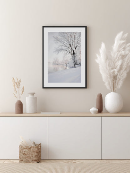 Winter Lake Reflection Poster