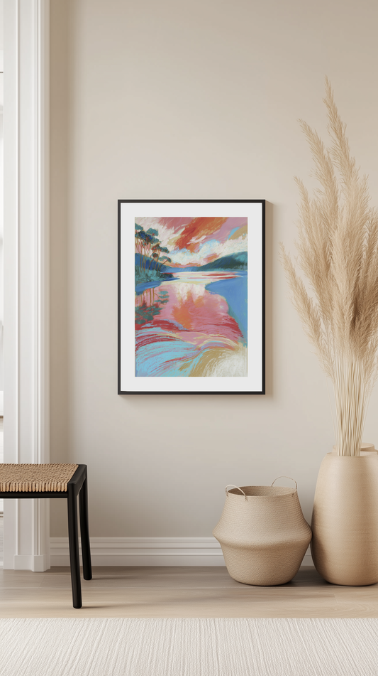 Sunset Lake Reflection Poster