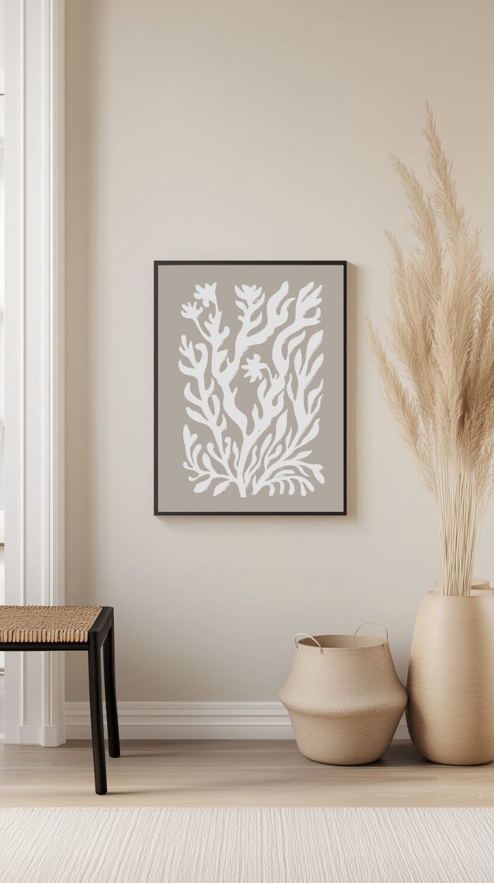 White Botanical Silhouette Poster