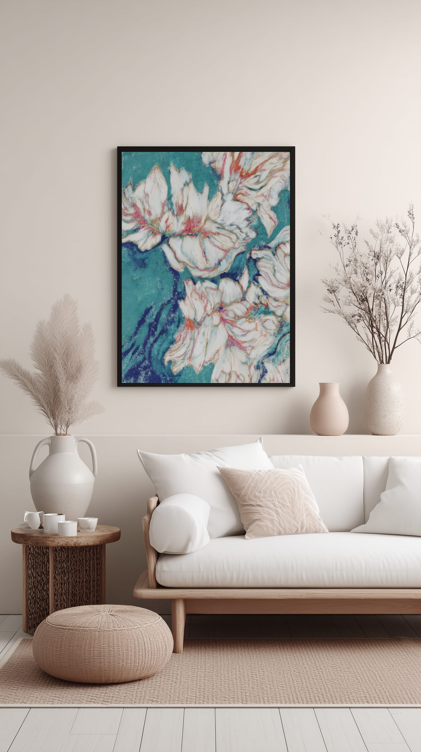 Floating White Petals Poster
