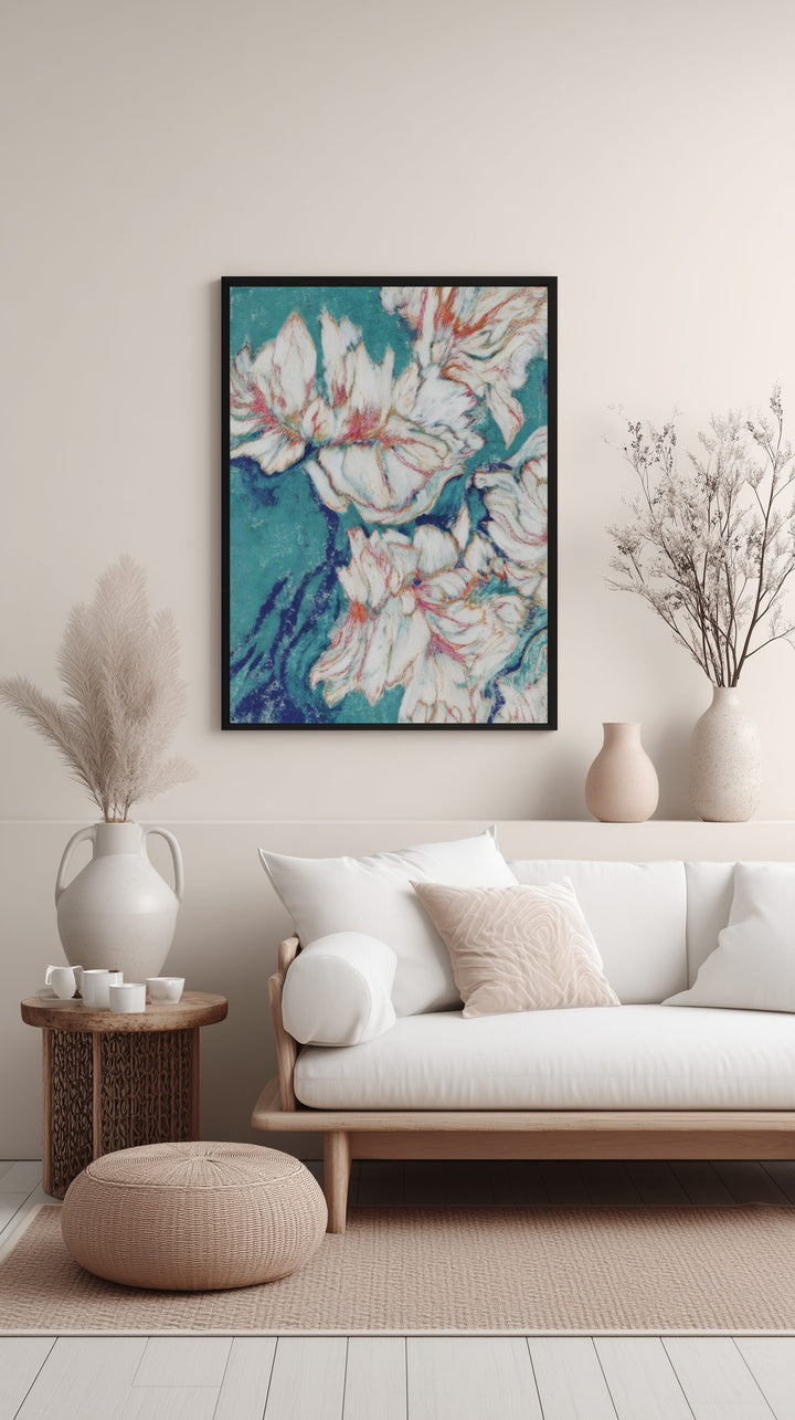 Floating White Petals Poster