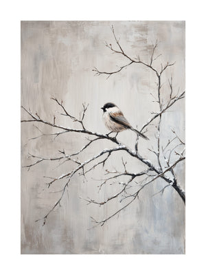 Winter Bird on Branch Poster