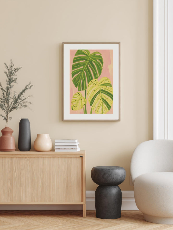 Tropical Monstera Leaves Poster