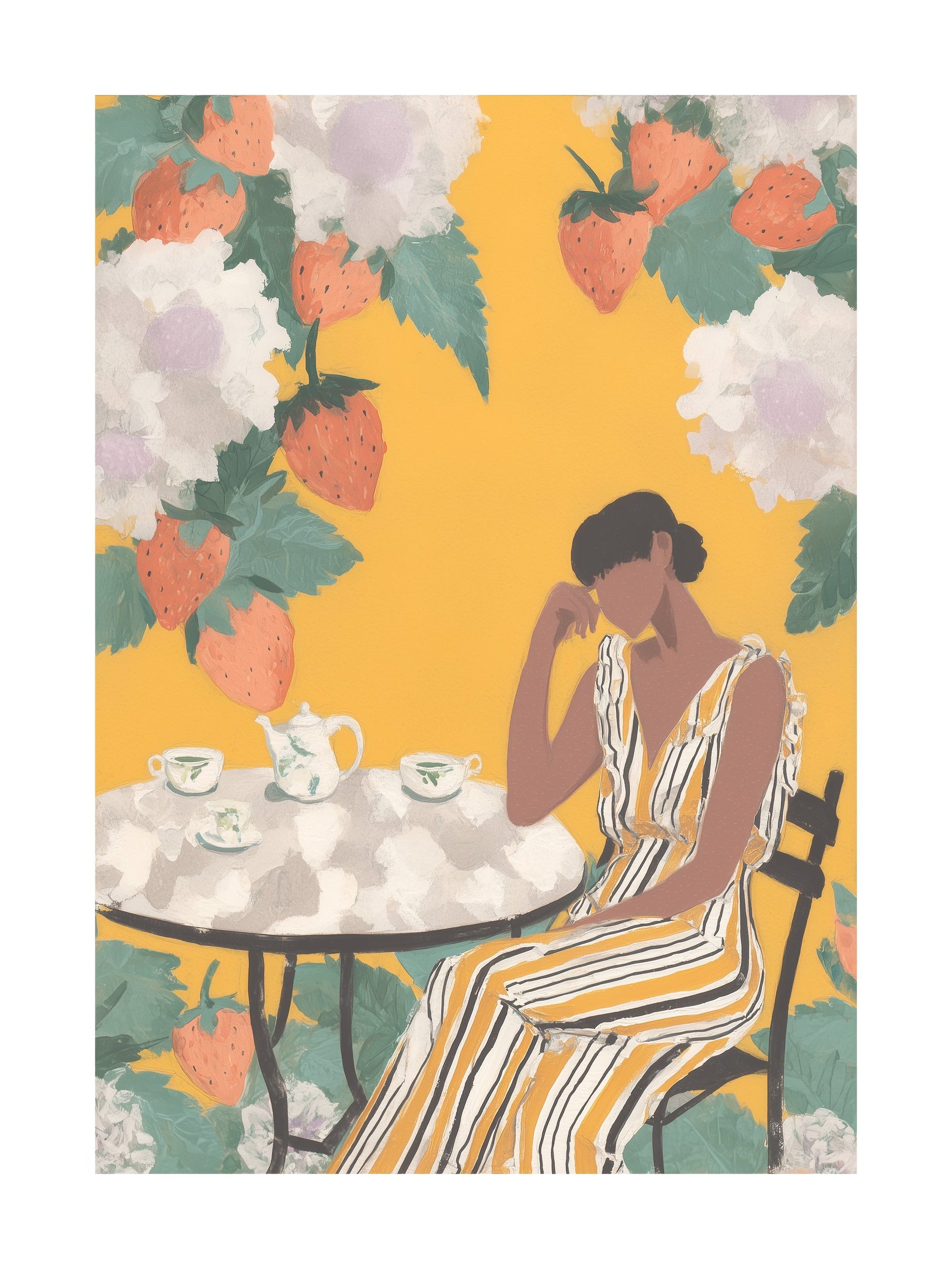 Poster of couple sitting in a rowboat on a flower-filled lake