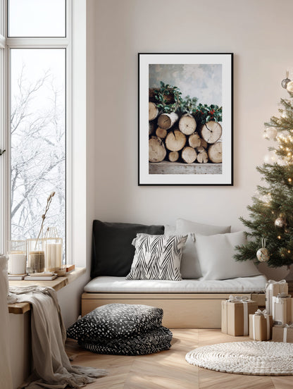 Winter Firewood and Holly Poster