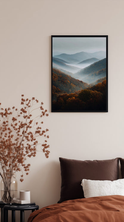 Foggy Mountain Layers Poster