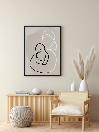 Neutral Abstract Line Art Poster