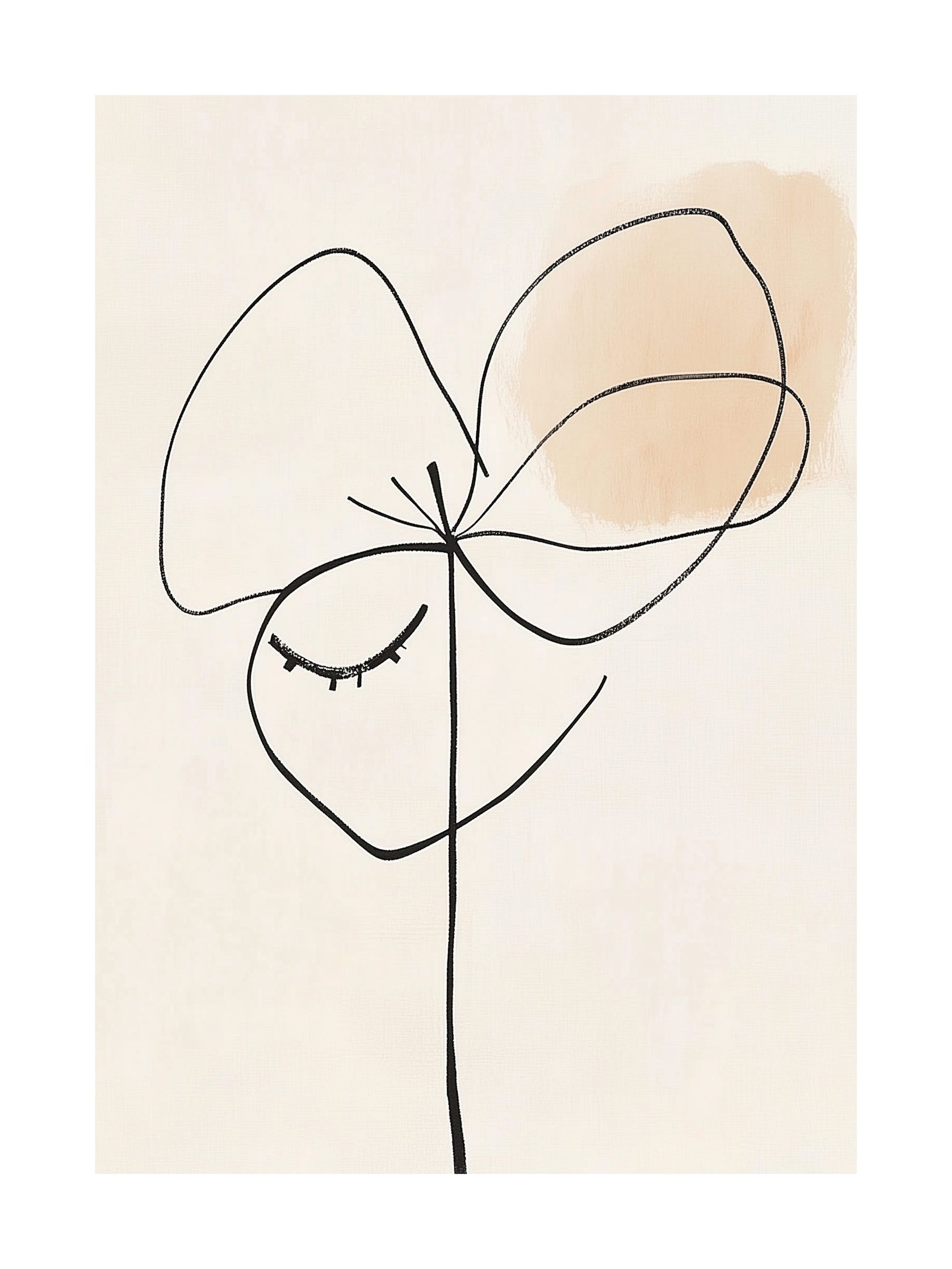 Minimalist line flower poster with closed eyes - stylish and soothing wall art