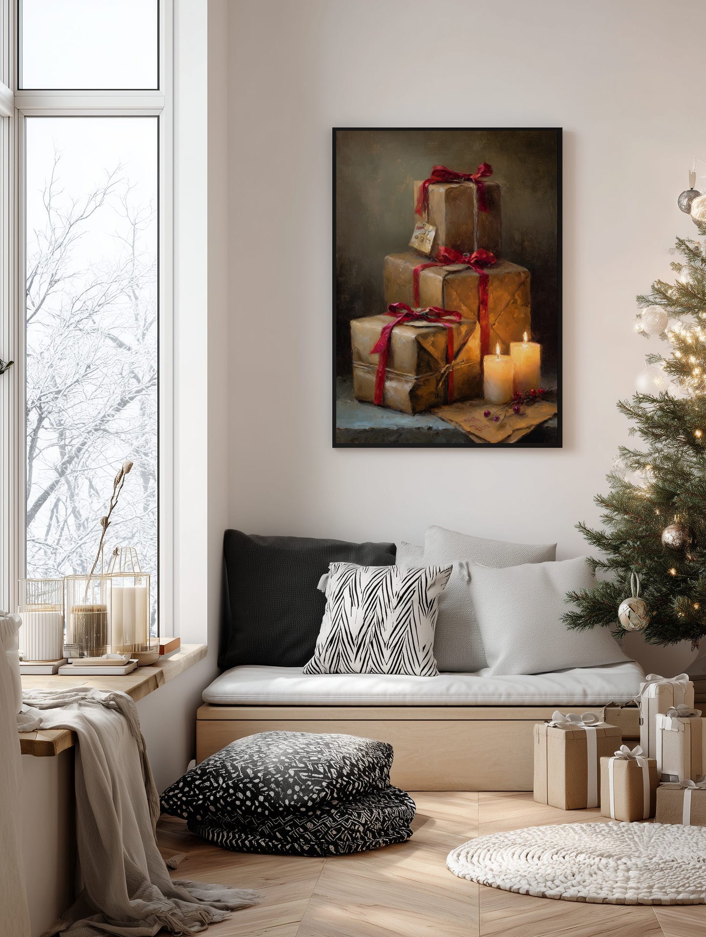 Wrapped Christmas Gifts Poster